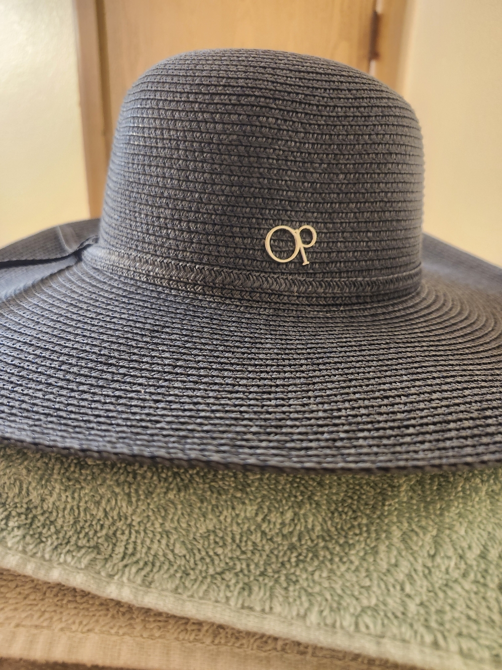 OP Dark Blue Straw Sun Hat with Gold Logo